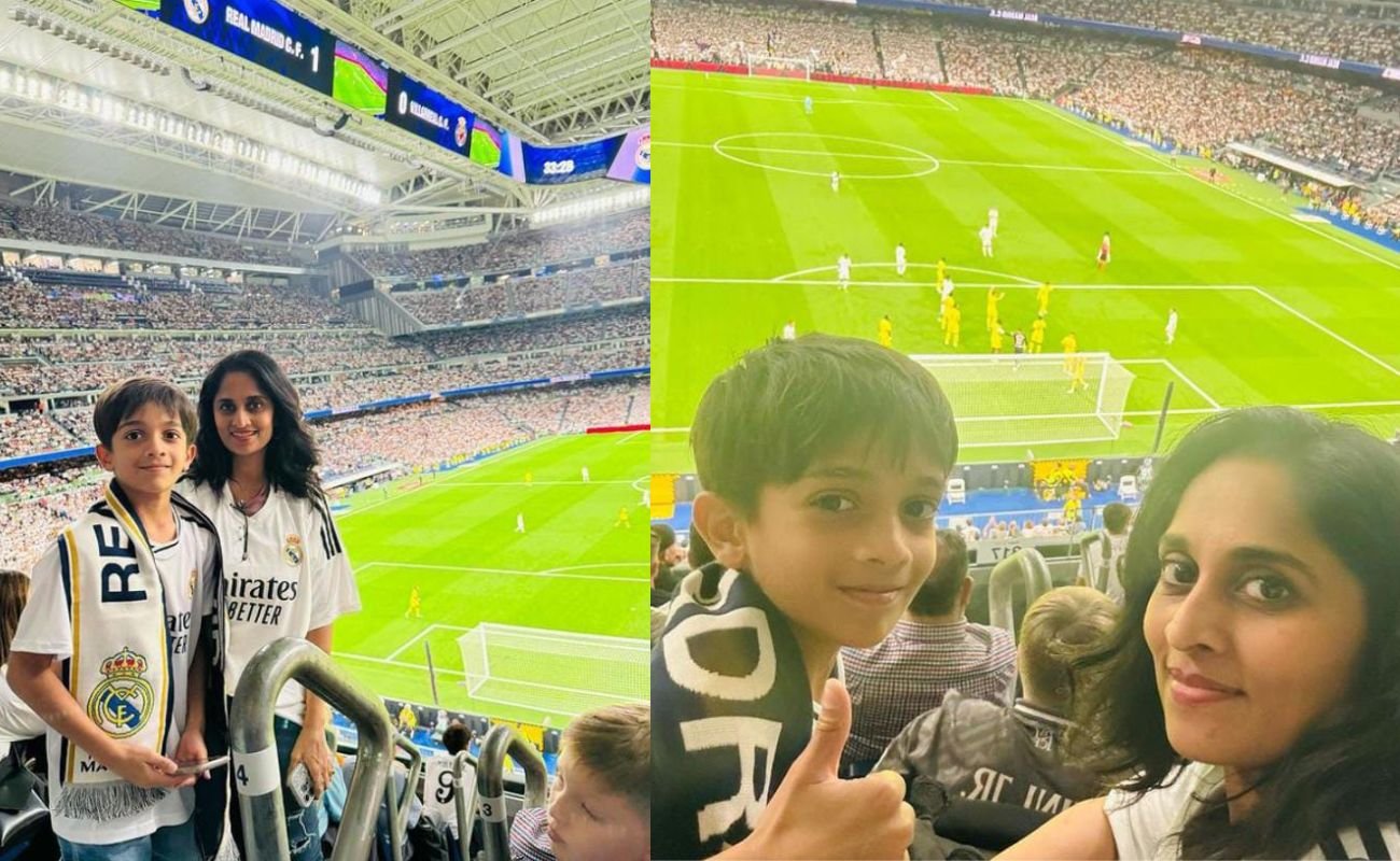 acters shalini and her son watched real madrid match