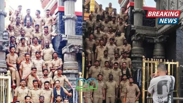 Kerala Police officers group photo at sabarimala temple