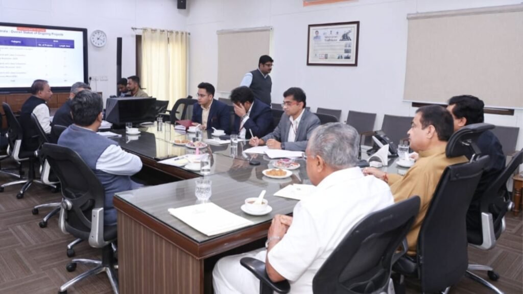 PA Muhammad Riyas, CM Pinarayi vijayan and Nitin Gadkari meeting