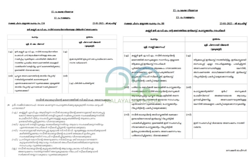 Assembly Questions about Naveen Babu