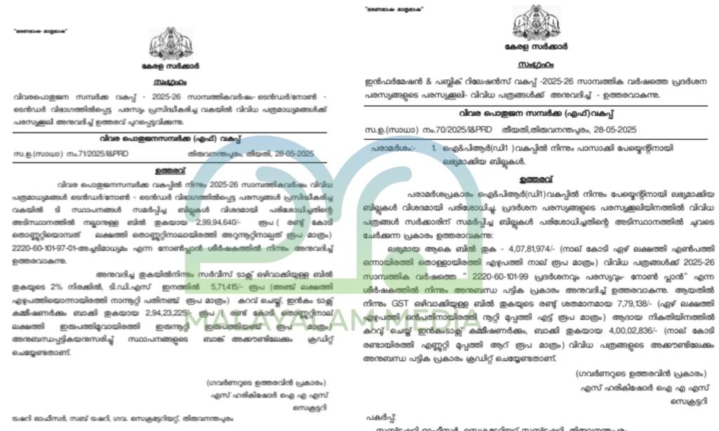 Kerala Government Order - I&PRD