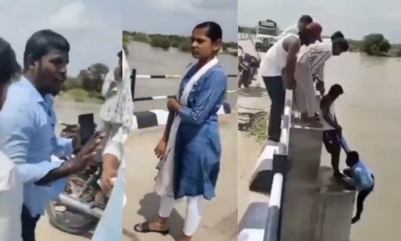 Wife pushes husband off bridge selfie