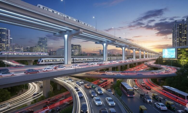 Vyttila elevated highway over Metro